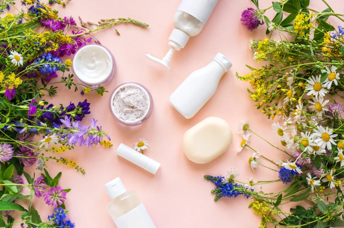 An arrangement of personal care products--fragrances
