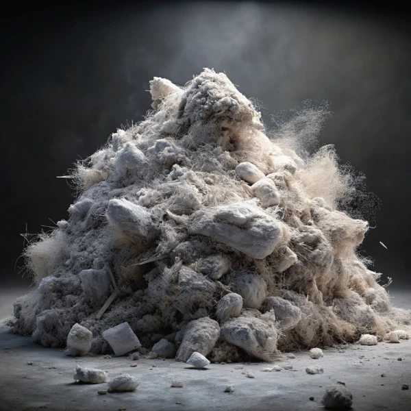 Un montículo de polvo de asbesto--A mound of asbestos dust--Asbestos