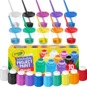 Washable Paint for Kids with Paint Cups and Toddler Paintbrushes